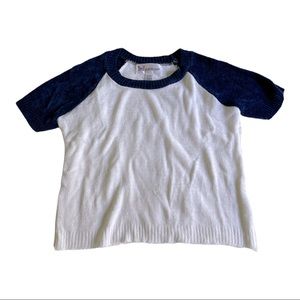 Cotton Emporium Chenille Baseball Sweater. Girls Size M. Navy/Ivory. Brand new.